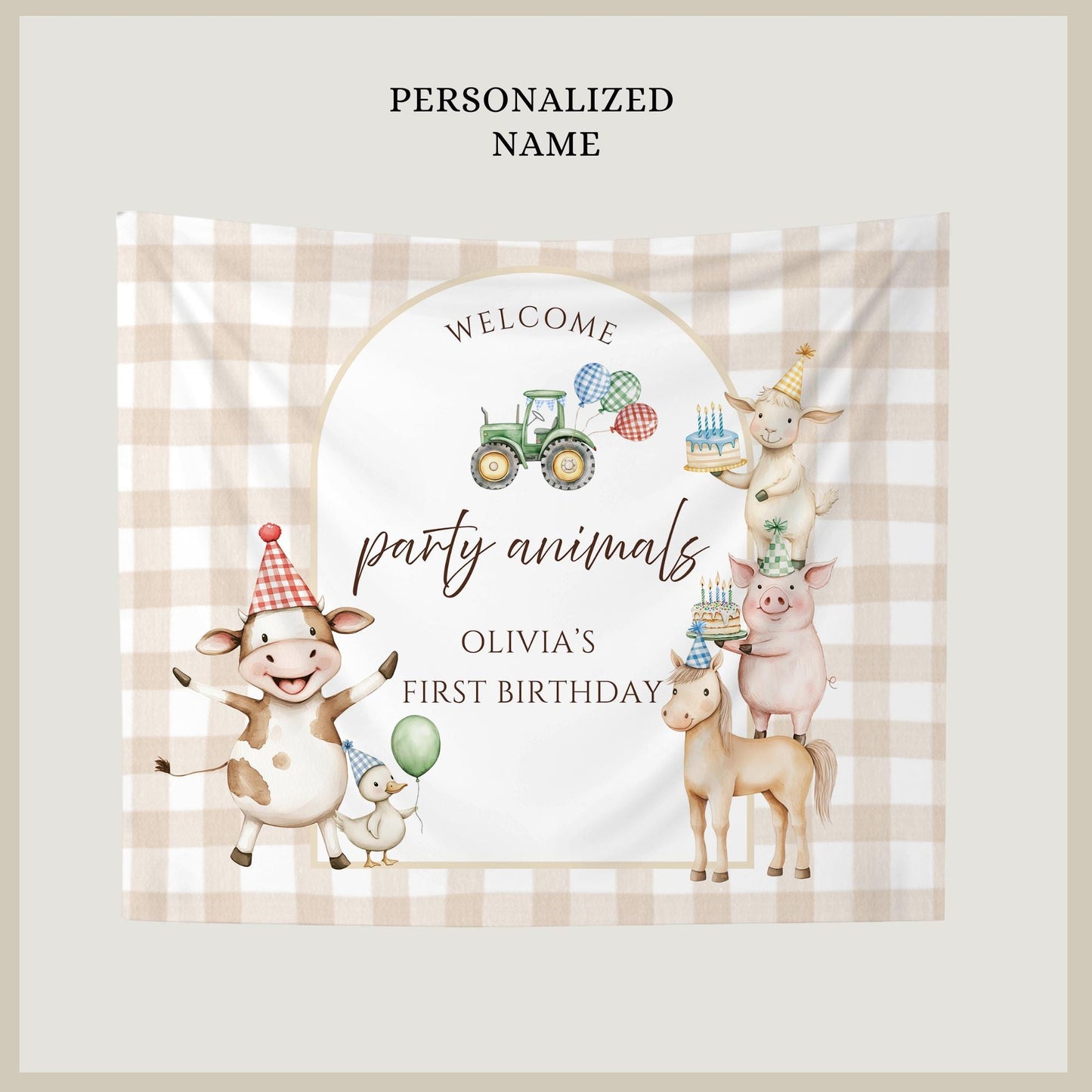 Farm Birthday Personalized Banner 1st Birthday Farm Animals Party Decor Photo Backdrop Barnyard Custom Sign Calling All Party Animals