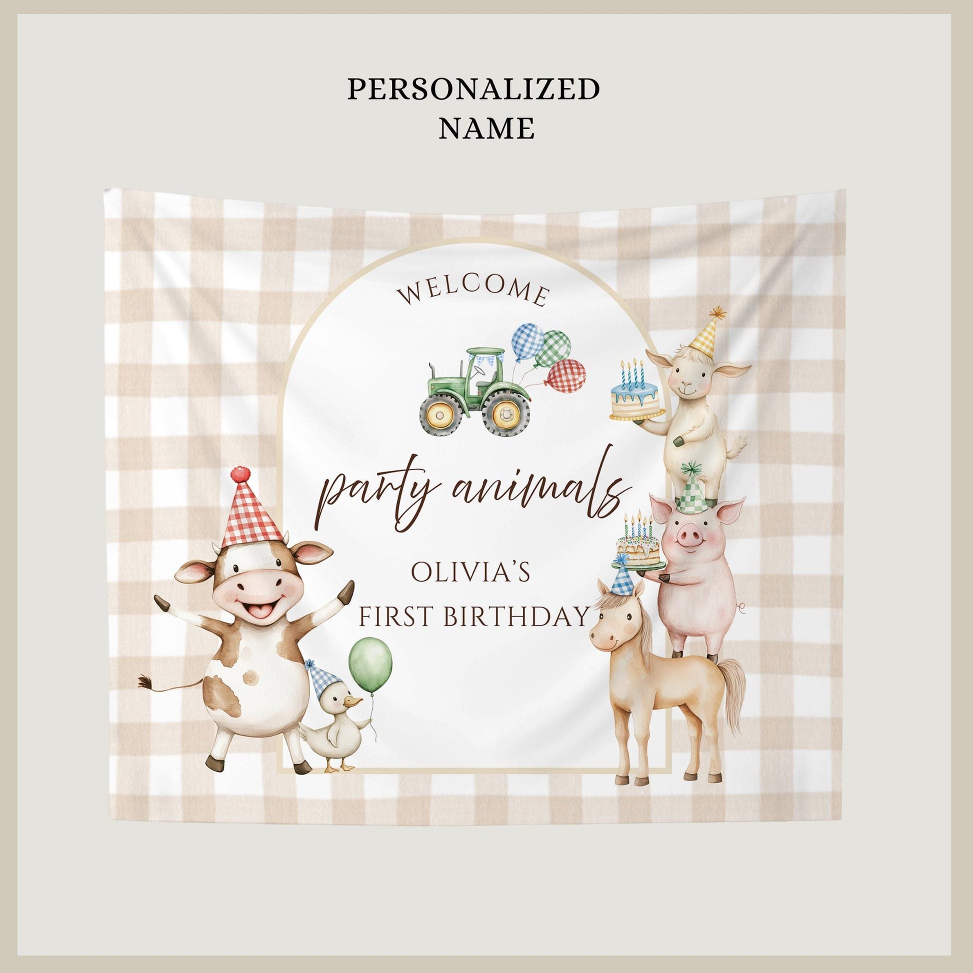 Farm Birthday Personalized Banner 1st Birthday Farm Animals Party Decor Photo Backdrop Barnyard Custom Sign Calling All Party Animals
