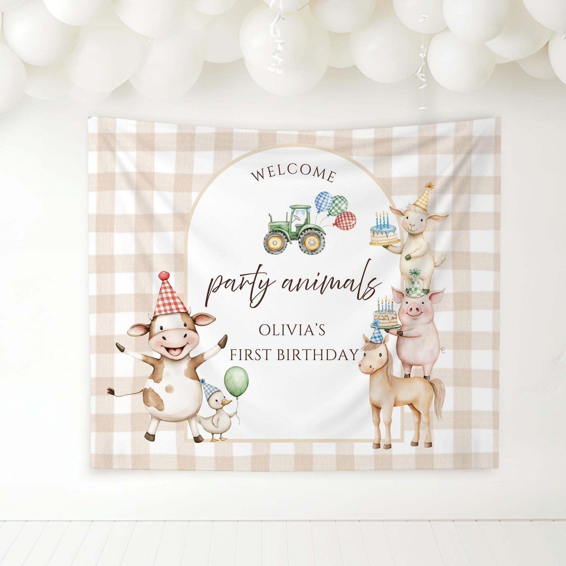 Farm Birthday Personalized Banner 1st Birthday Farm Animals Party Decor Photo Backdrop Barnyard Custom Sign Calling All Party Animals