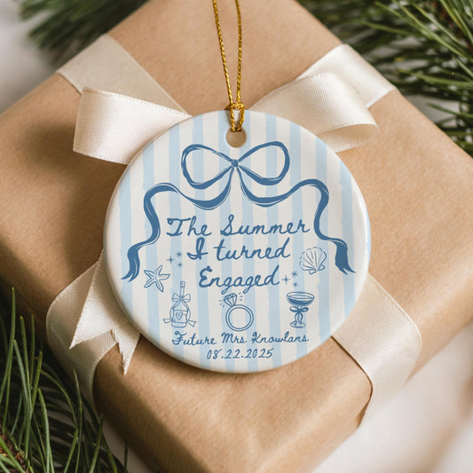 The Summer I Turned Engaged Ornament, Bride to Be Christmas Gift, Future Mr and Mrs Ceramic Ornament for Couple, Best Friend Engagement Gift