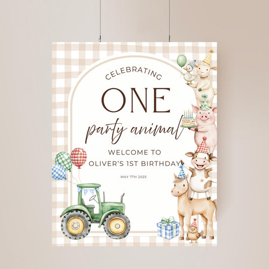 Farm Animal Birthday Welcome Sign Editable First Birthday Party Animals Decor Printable Farm Sign Template Barnyard 1st Birthday Sign