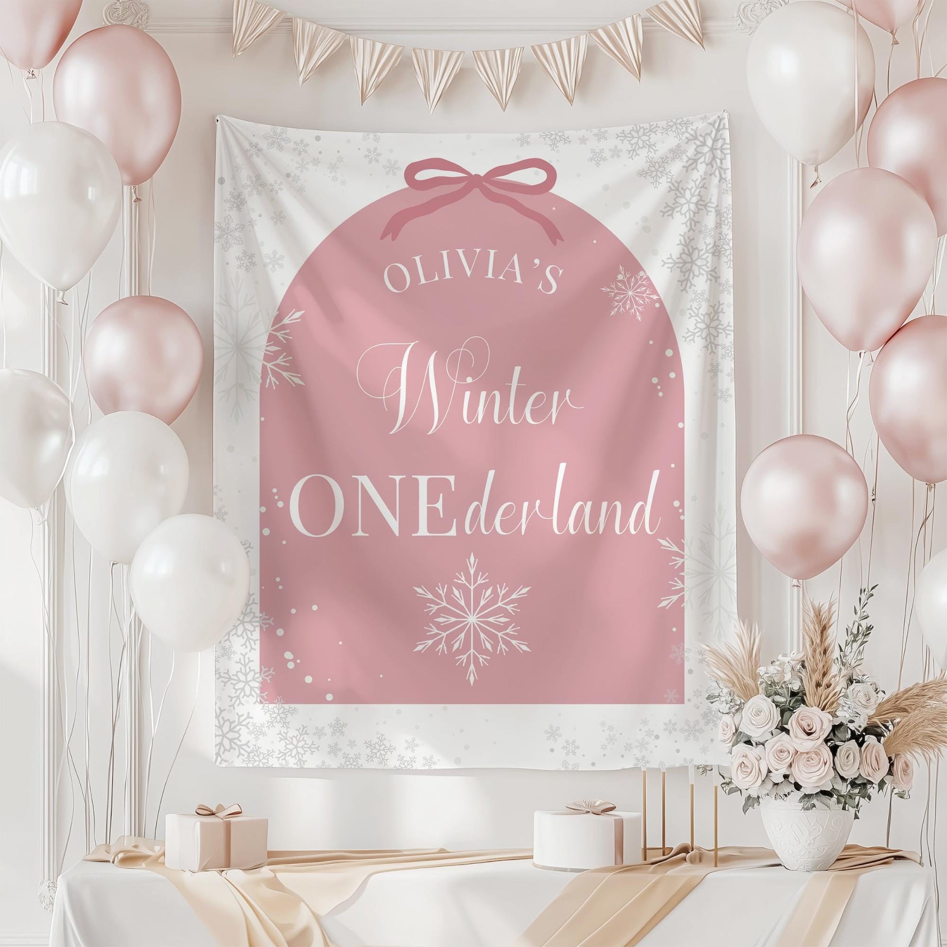 Winter Onederland Birthday Banner Winter Wonderland 1st Birthday Decor Snowflake First Birthday Welcome Sign Christmas Birthday Tapestry