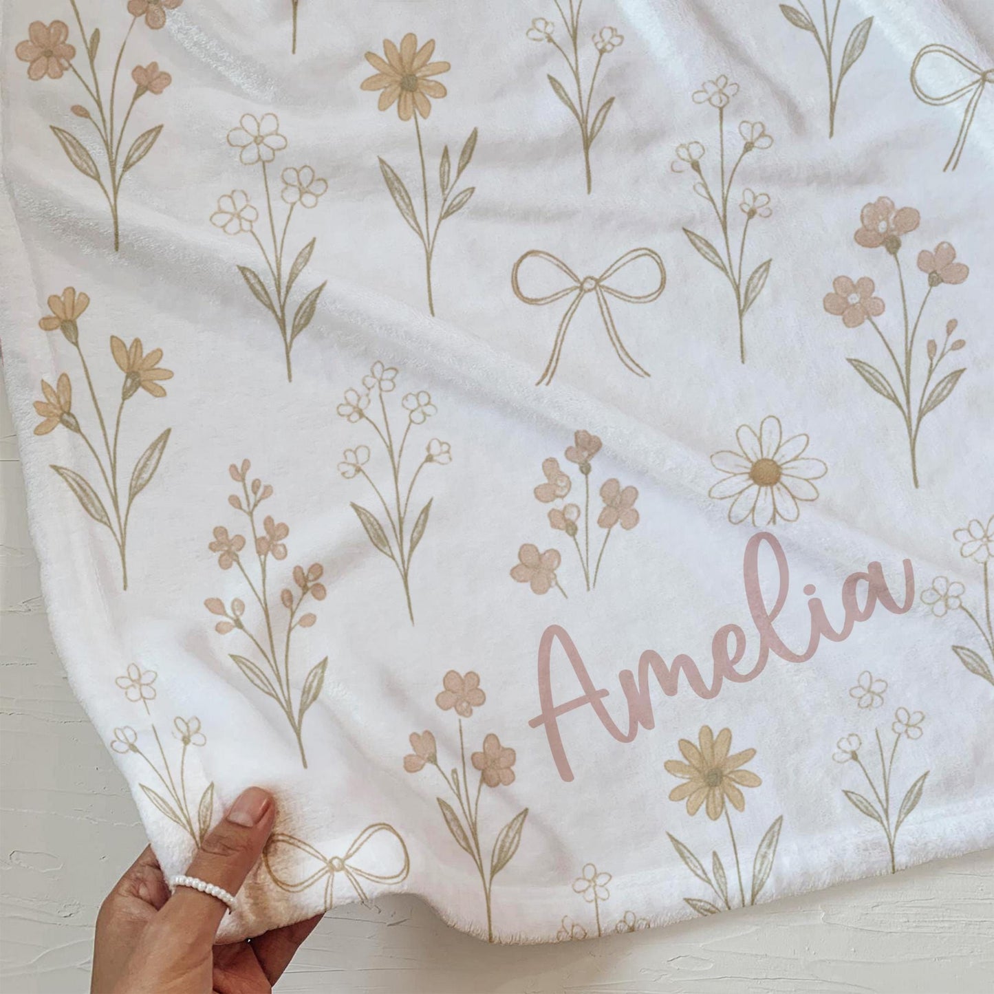 Coquette Blanket Floral Personalized Blanket Baby Girl Floral Baby Blanket Custom Baby Gift Girl Baby Shower Gift New Baby Boho Gift Blanket