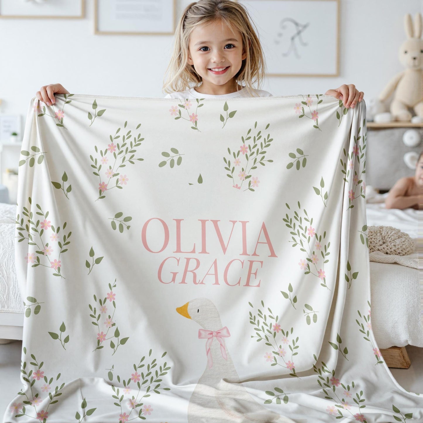 Silly Goose Blanket Floral Personalized Blanket Baby Girl Floral Blanket Custom Baby Gift Girl Baby Shower Gift One silly goose Birthday