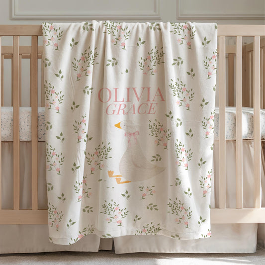 Silly Goose Blanket Floral Personalized Blanket Baby Girl Floral Blanket Custom Baby Gift Girl Baby Shower Gift One silly goose Birthday