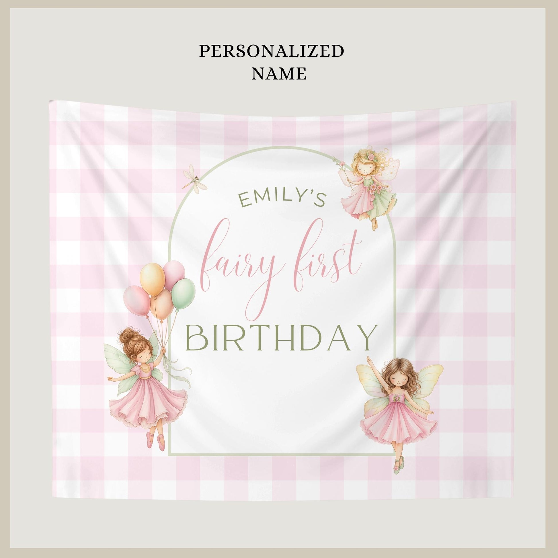 Fairy First Birthday Backdrop Girl, Fairy 1st Birthday Party, Garden, First Birthday Fairy Invitation, Birthday Girl Backdrop banner