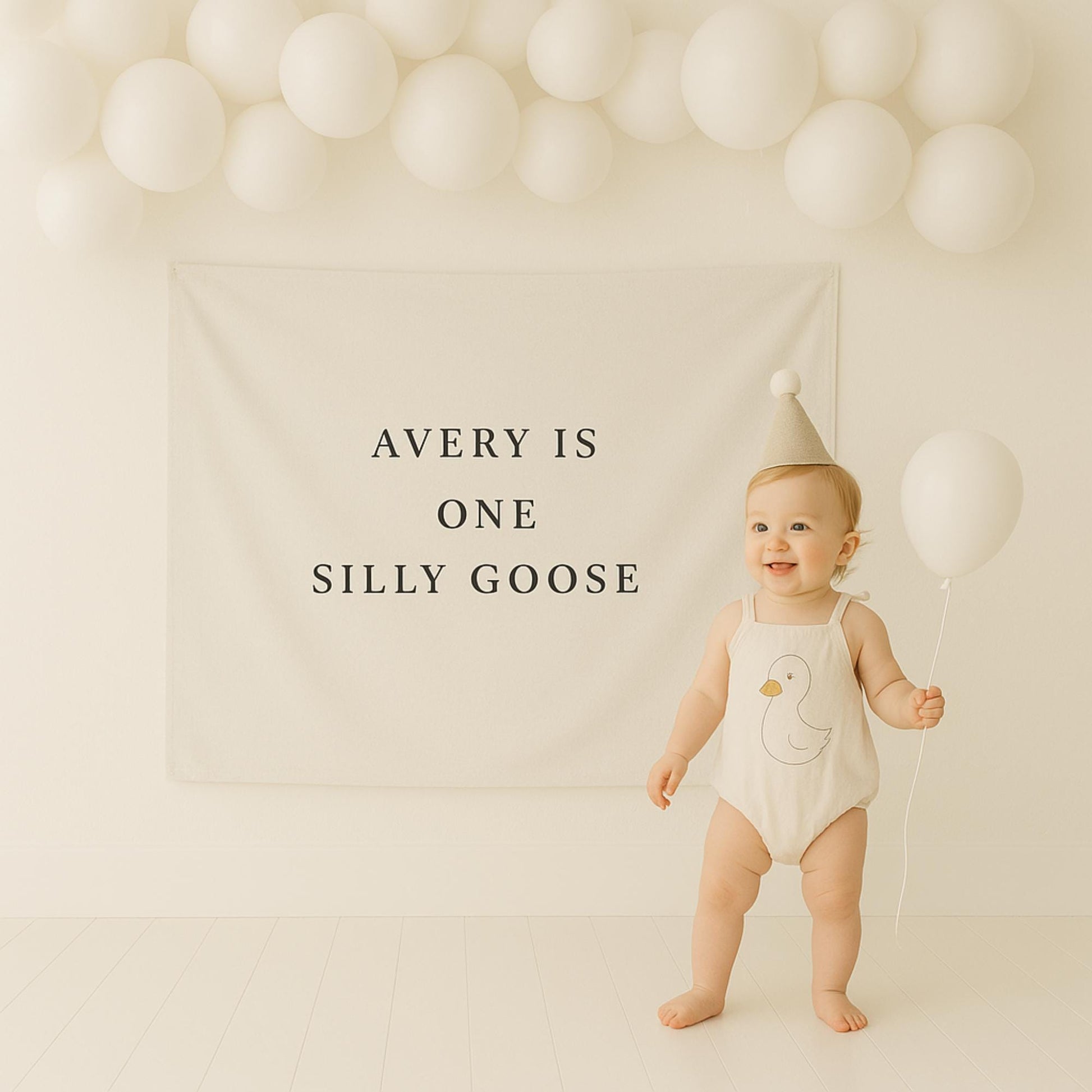 One Silly Goose Birthday Personalized Banner 1st Birthday Silly Goose Party Decor Photo Backdrop Goose Custom Banner First Birthday Ideas
