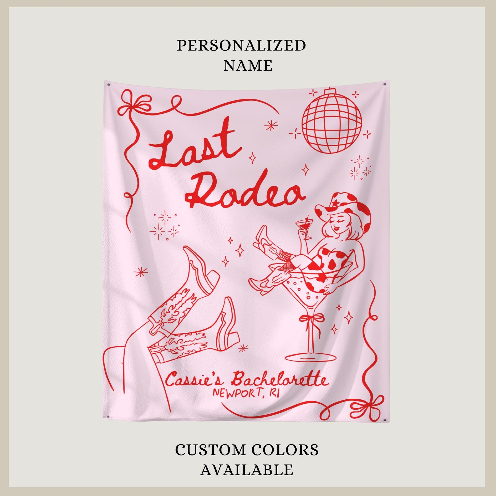 Last Rodeo Bachelorette Banner Cowgirl Themed Photo Backdrop Personalized Disco Cowgirl Bridal Shower Wall Decor Large Western Party Sign