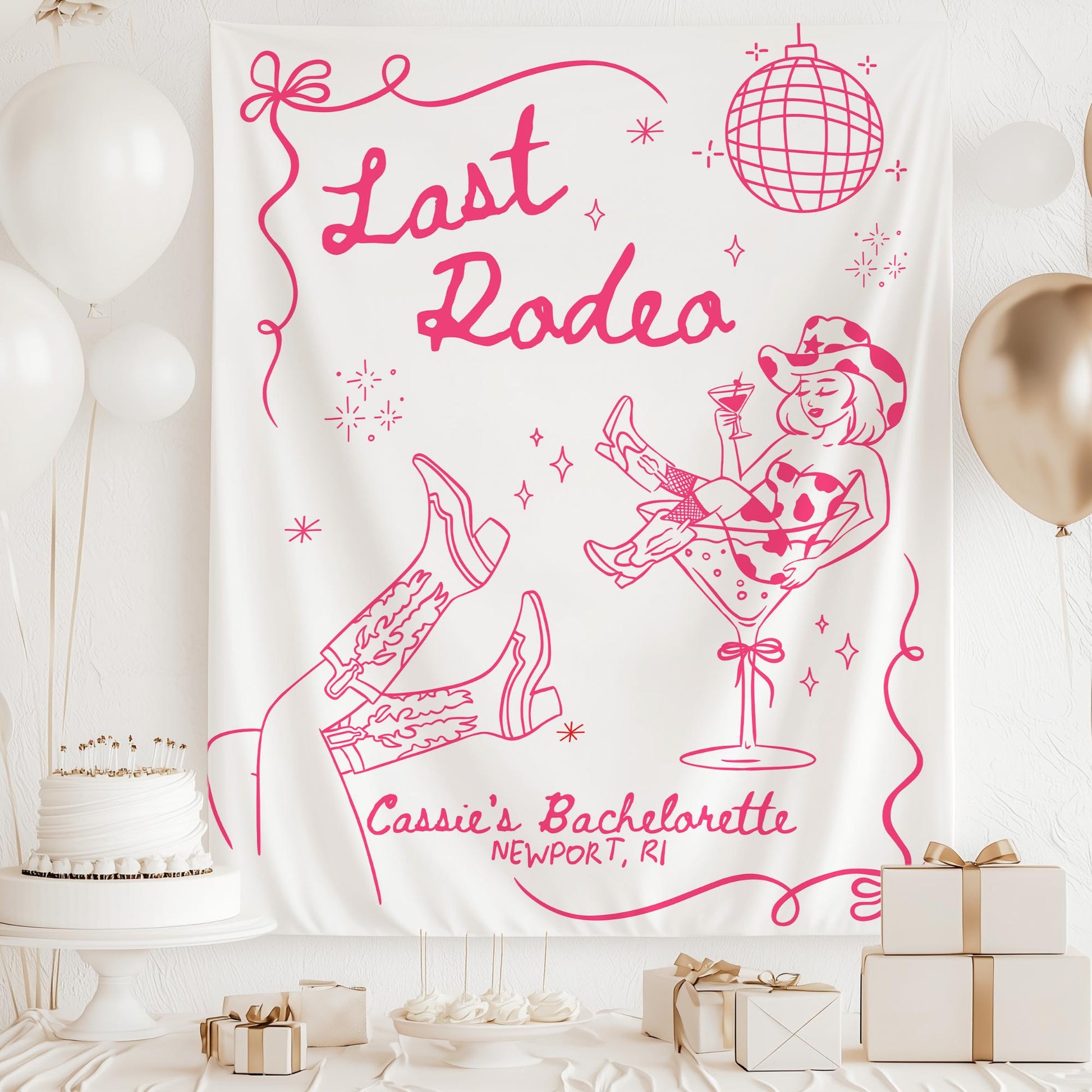 Last Rodeo Disco Cowboy Bachelorette Banner, Custom Party Decor for Your Final Hoedown Celebration