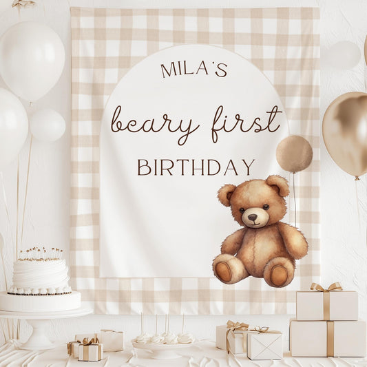 Beary First Birthday Decorations Beary 1st Birthday Banner Teddy Bear 1st Birthday Decor Beary Highchair Banner Backdrop 1st Birthday Idea