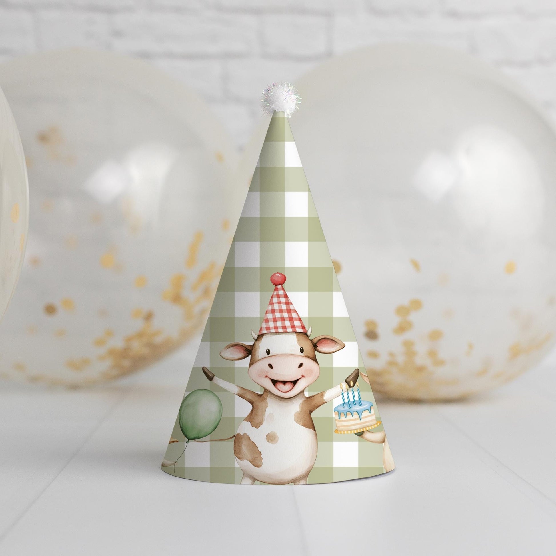 Farm Animal Party Printable Birthday Hat, Fun Kids Decorations, Instant Download for Animal Party Supplies