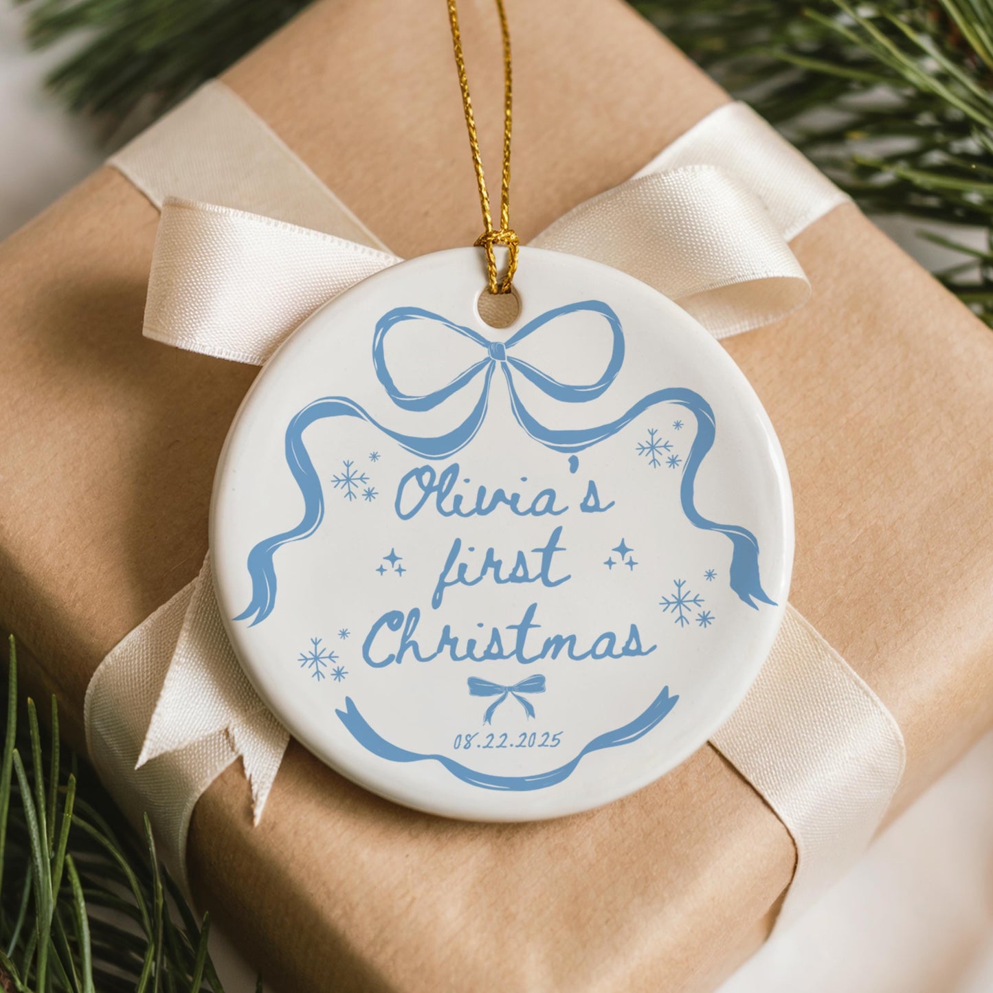 Baby Girl First Christmas Ornament, Personalized Baby Keepsake, Custom Baby Gift, Unique Christmas Decor