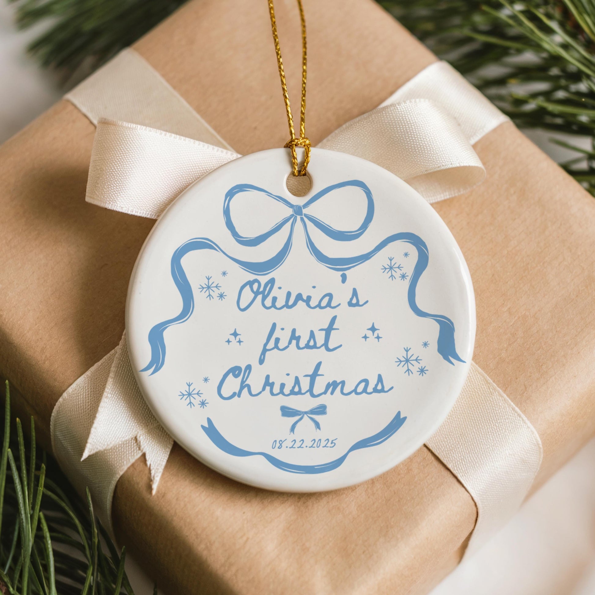 Baby Girl First Christmas Ornament, Personalized Baby Keepsake, Custom Baby Gift, Unique Christmas Decor