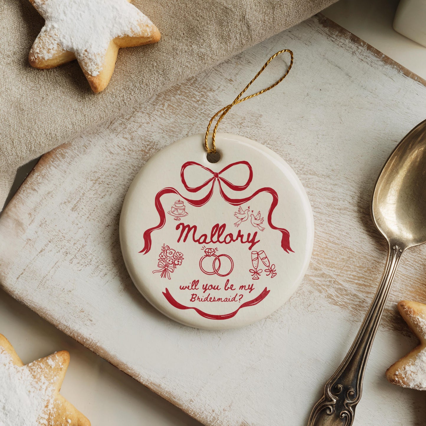 Bridesmaid Proposal Ornament, Personalized Wedding Gift, Custom Maid of Honor Keepsake, Unique Proposal Idea