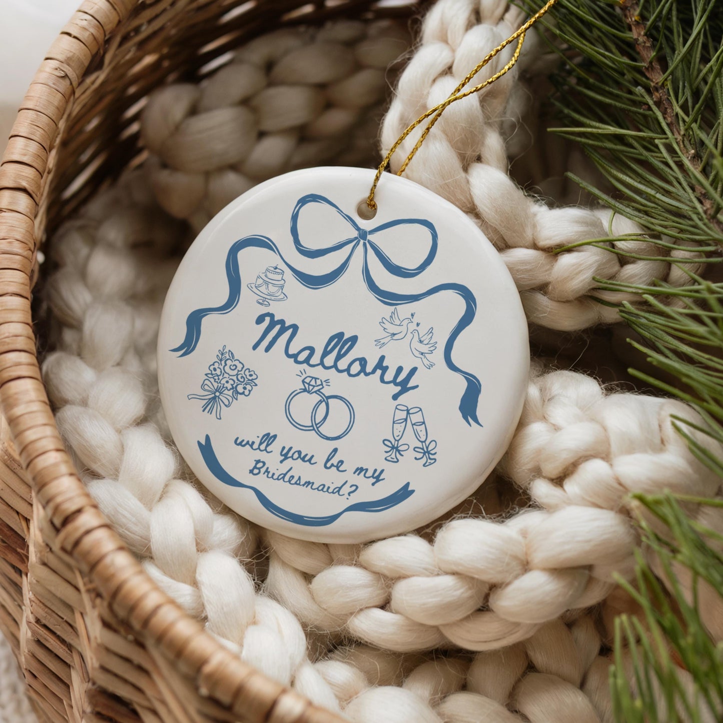 Bridesmaid Proposal Ornament Custom Maid of Honor Gift Personalized Wedding Party Proposal Gift Custom Name Bauble Gift for Wedding Party