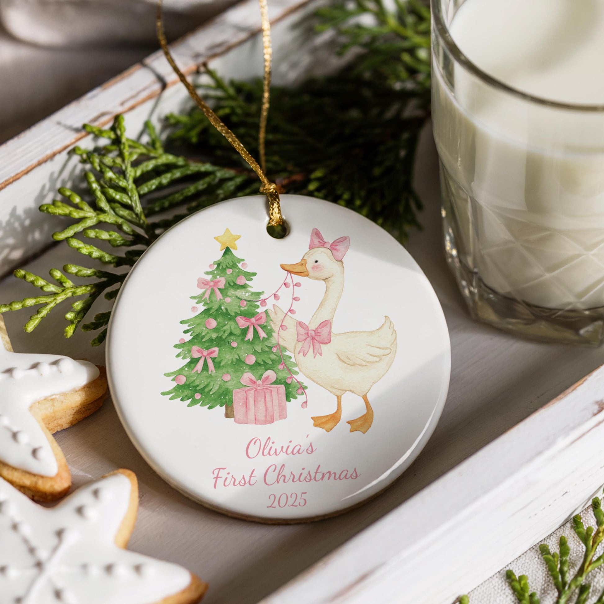 Silly Goose First Christmas Ornament, Custom Name Gift for Baby&#39;s First Xmas, Unique Keepsake for Families