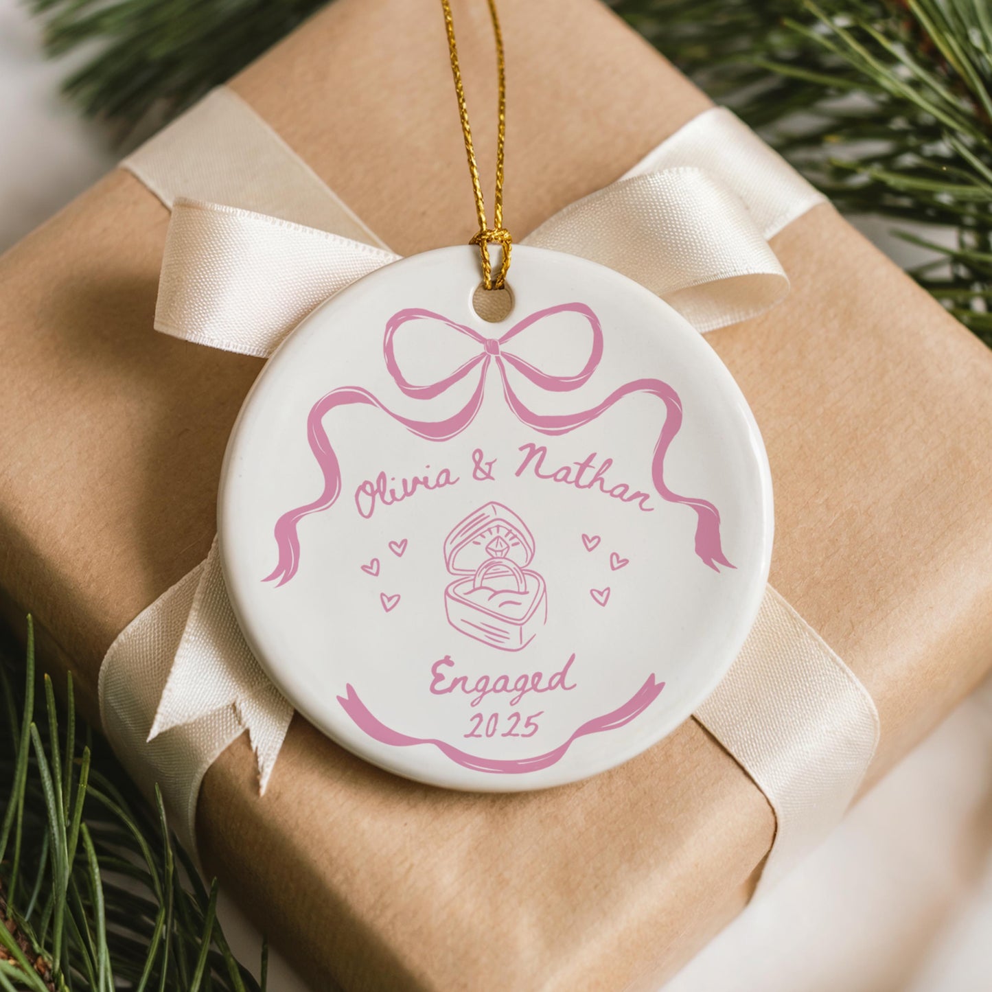 First Christmas Engaged Ornament Personalized Engagement Gift for Couples Custom Engagement Christmas Keepsake Engaged Christmas Ornament