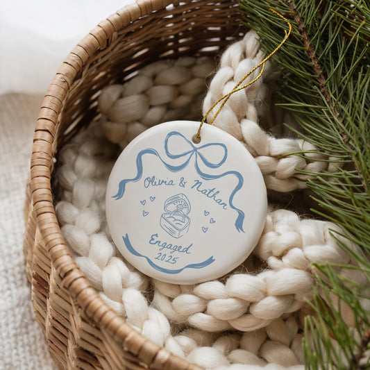 First Christmas Engaged Ornament Personalized Engagement Gift for Couples Custom Engagement Christmas Keepsake Engaged Christmas Ornament