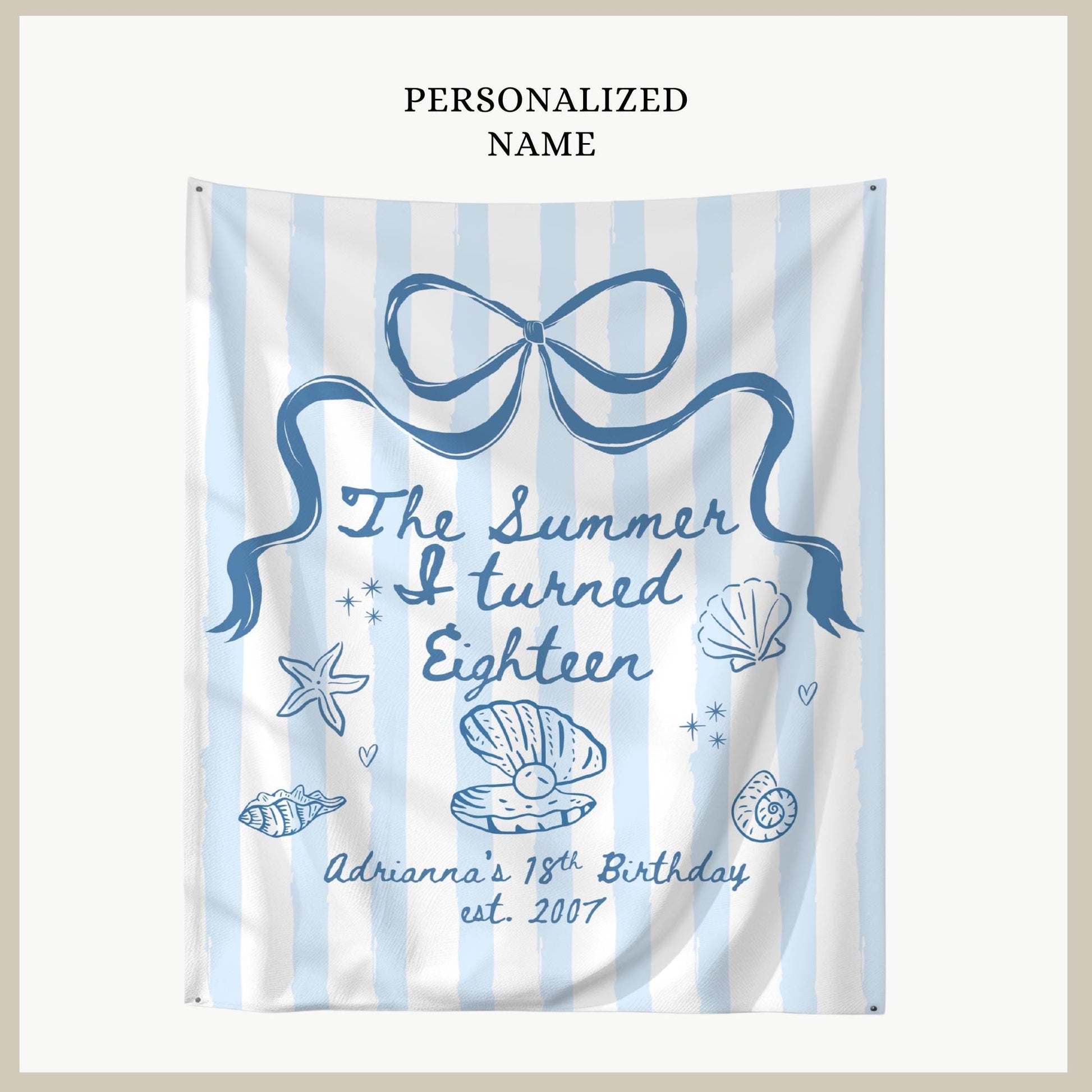 The Summer I turned 18 Birthday Banner Any Age Custom Party Sign Coastal Birthday Decor Photo Backdrop Teen Girl Party Supplies Welcome Sign