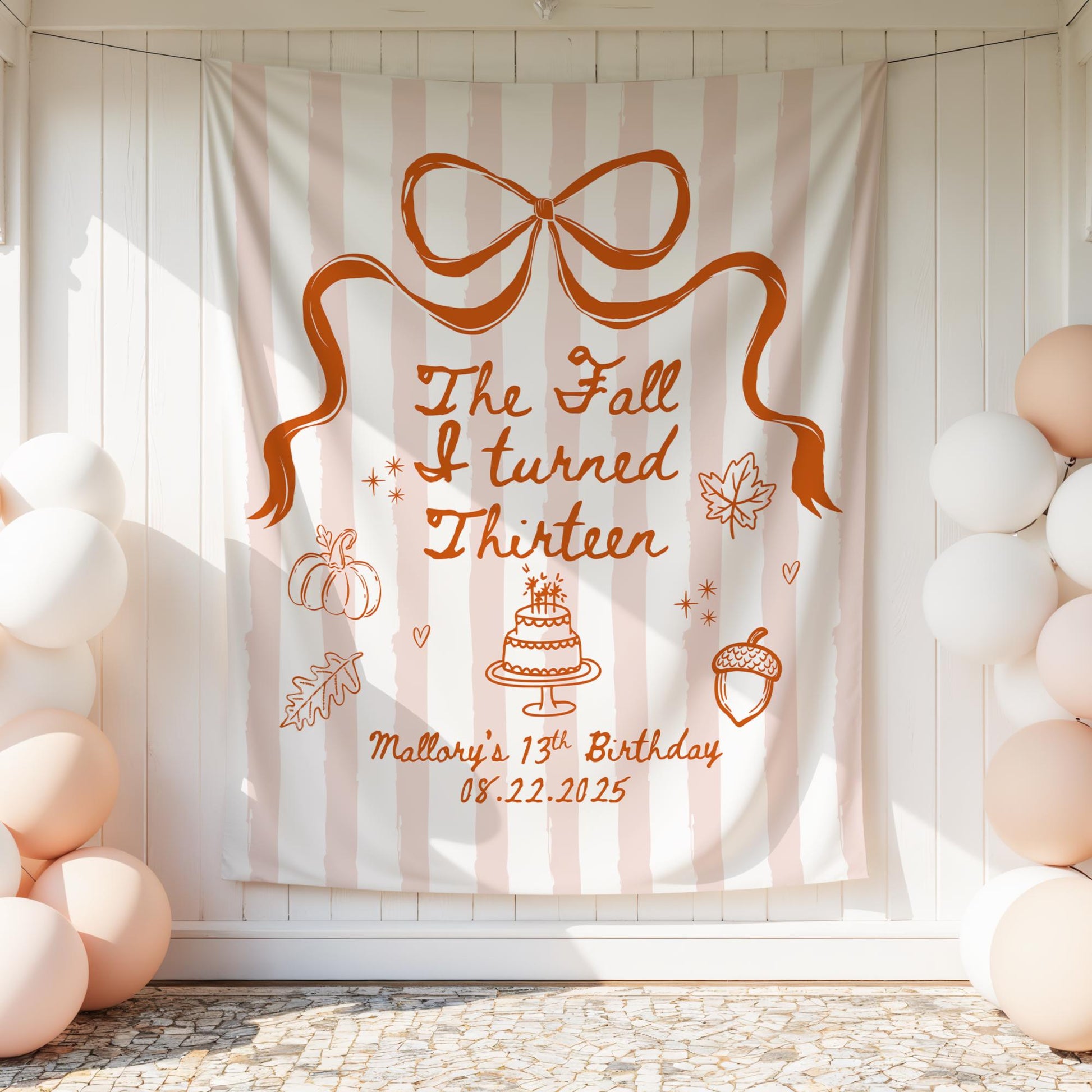 The Fall I turned 13 Birthday Banner Any Age Custom Party Sign Autumn Birthday Decor Photo Backdrop Teen Girl Party Supplies Welcome Sign