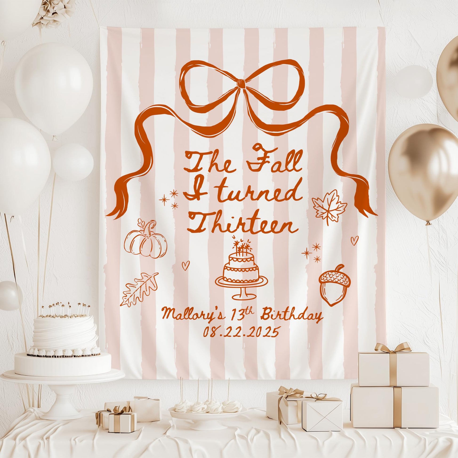 The Fall I turned 13 Birthday Banner Any Age Custom Party Sign Autumn Birthday Decor Photo Backdrop Teen Girl Party Supplies Welcome Sign