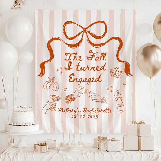 The Fall I Turned Engaged Banner Personalized Autumn Bachelorette Party Decor Engagement Bridal Shower Photo Backdrop