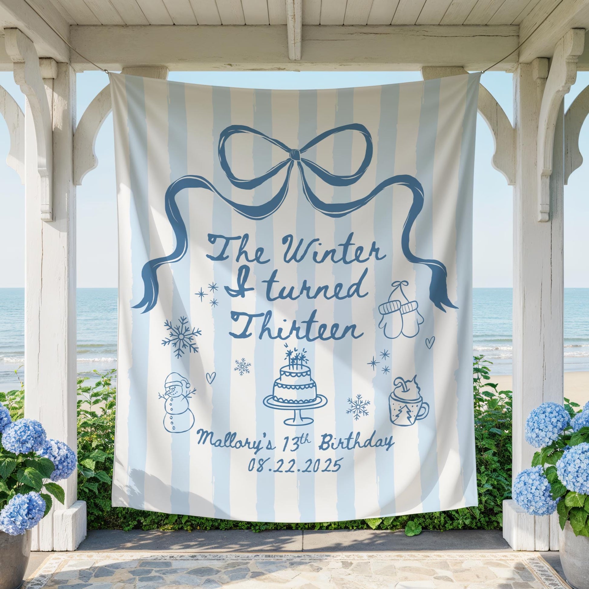 The Winter I turned Birthday Banner Any Age Custom Party Sign Holiday Birthday Decor Photo Backdrop Teen Girl Party Supplies Welcome Sign
