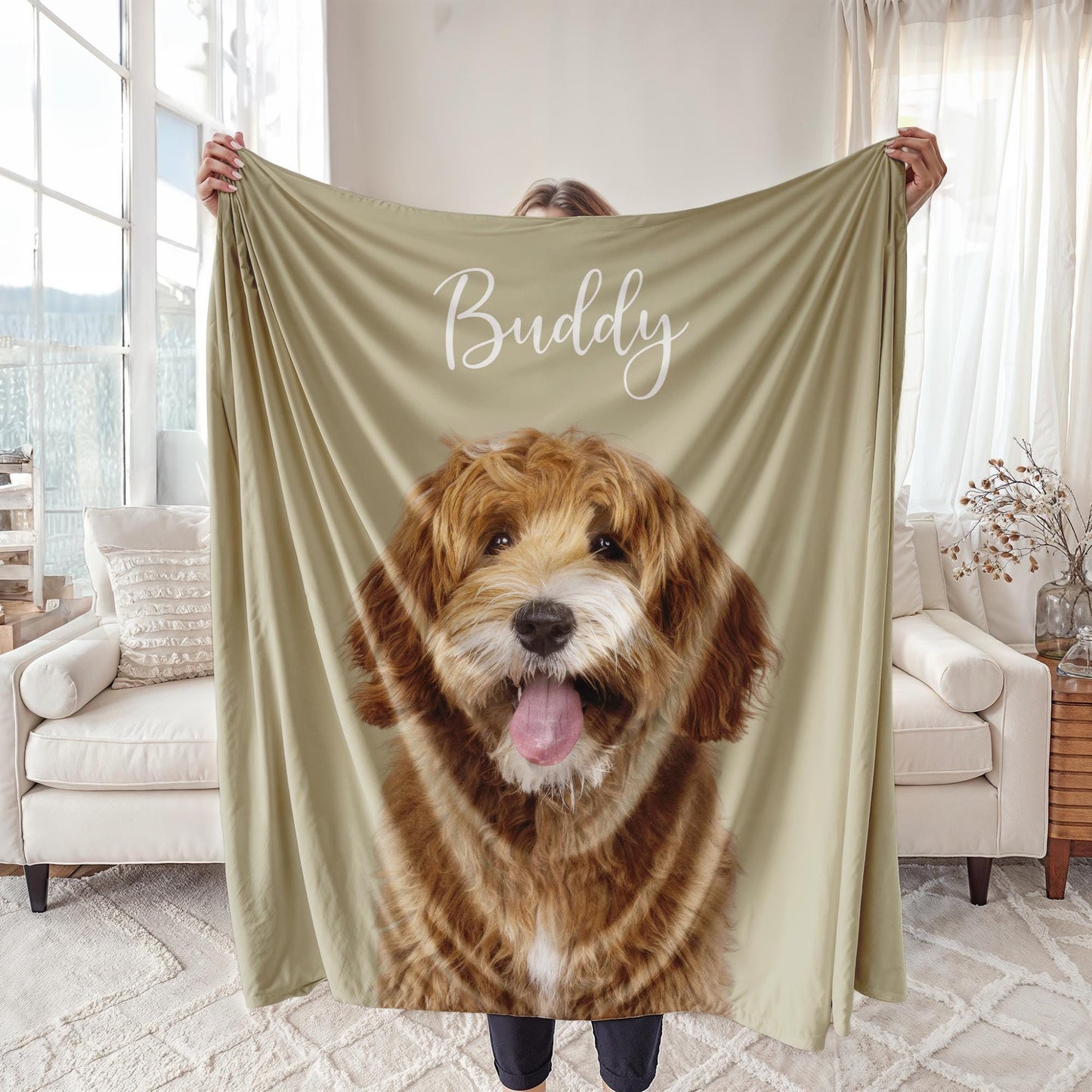 Pet Photo Blanket, Custom Dog Blanket, Personalized Pet Keepsake, Unique Gift for Dog Lovers, Memorial Throw for Pet Owners