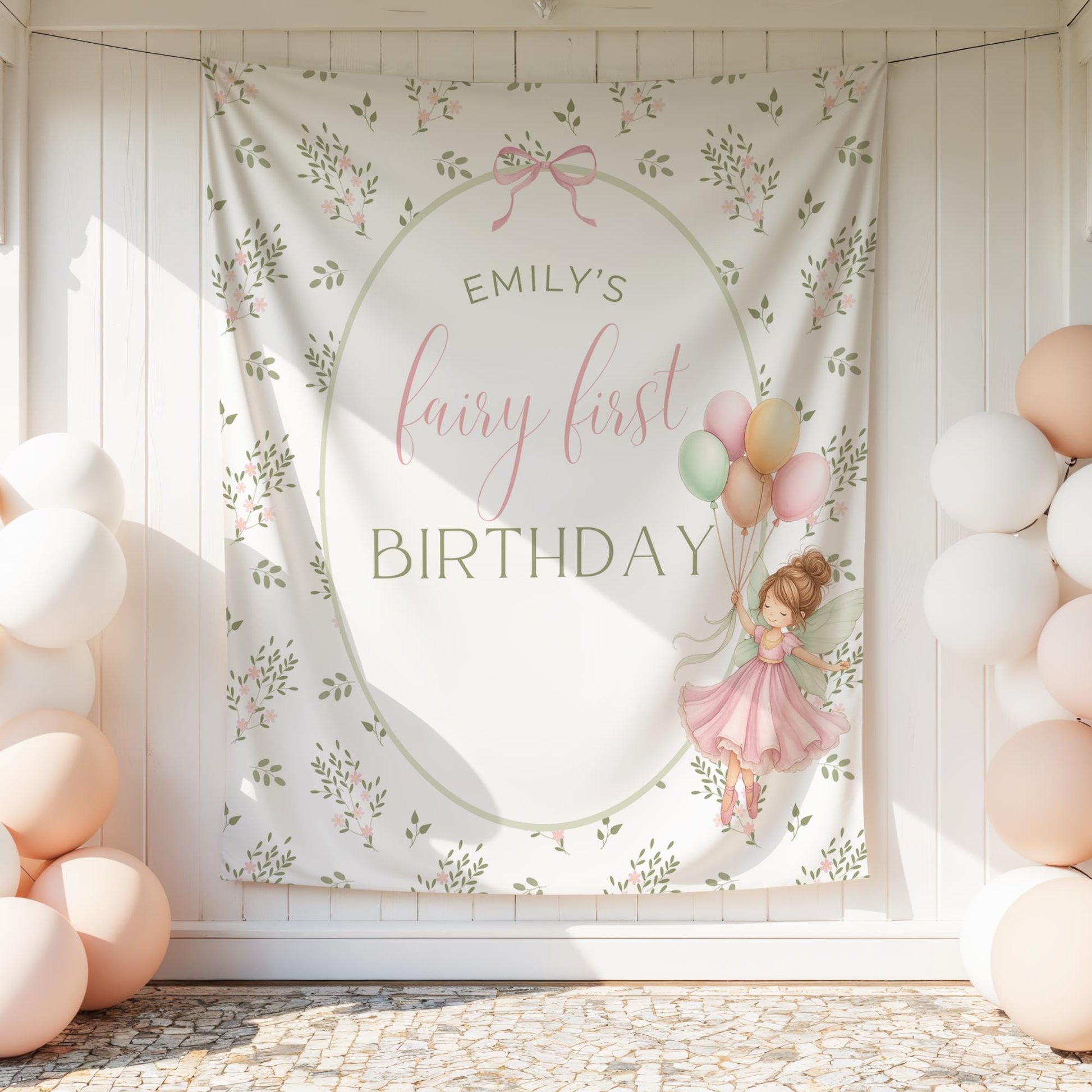 Fairy First Birthday Banner, Enchanted Garden Decor, Custom Name Banner, Magical Birthday Party Supplies