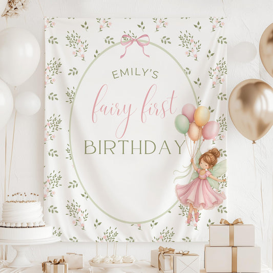 Fairy First Birthday Banner Personalized Party Decor Whimsical Garden Theme Custom Birthday Celebration Custom Highchair Banner 1st birthday