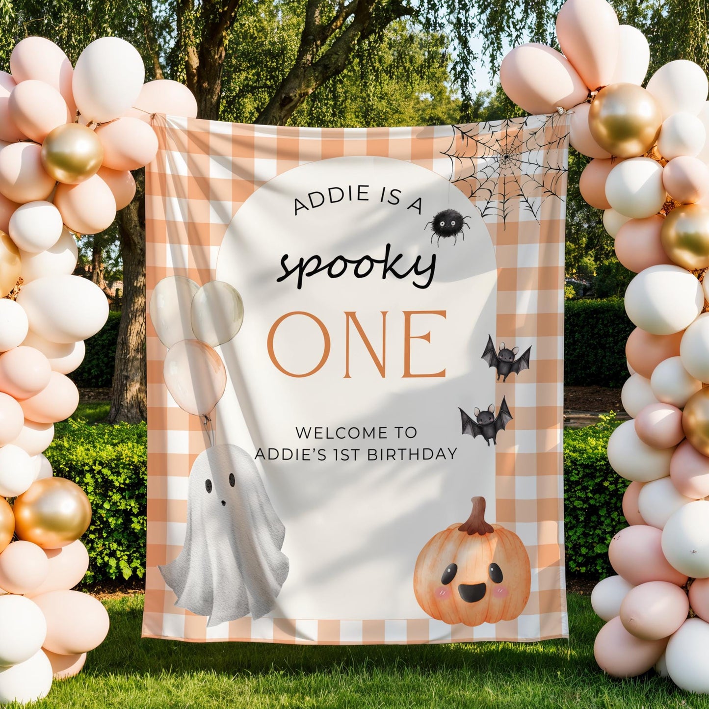 Spooky One Birthday Banner, Cute Pink Ghost High Chair Decor, Halloween Party Decorations, First Birthday Theme