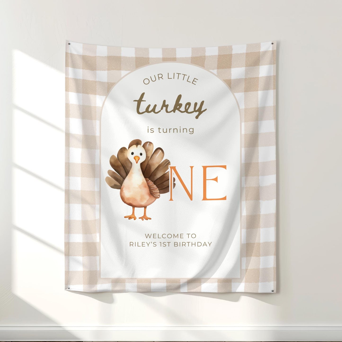 Our Little Turkey, Fall Birthday Invites, Kids Birthday Invite, Girl Turkey Birthday,  Blushing Pears Paper, Boy Turkey Birthday, Turkey Party Decor, Turkey Banner, Thanksgiving Water, Thanksgiving Bottle,  Little Turkey Decor