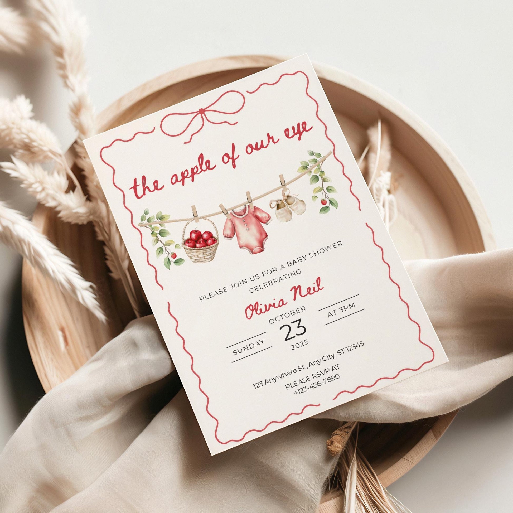 apple of our eye, apple of my eye, fall baby shower, apple baby shower, autumn baby shower, boy baby shower, gingham invitation, apple birthday, apple eye invitation, digital invite, editable template, girl baby shower, printable invitation