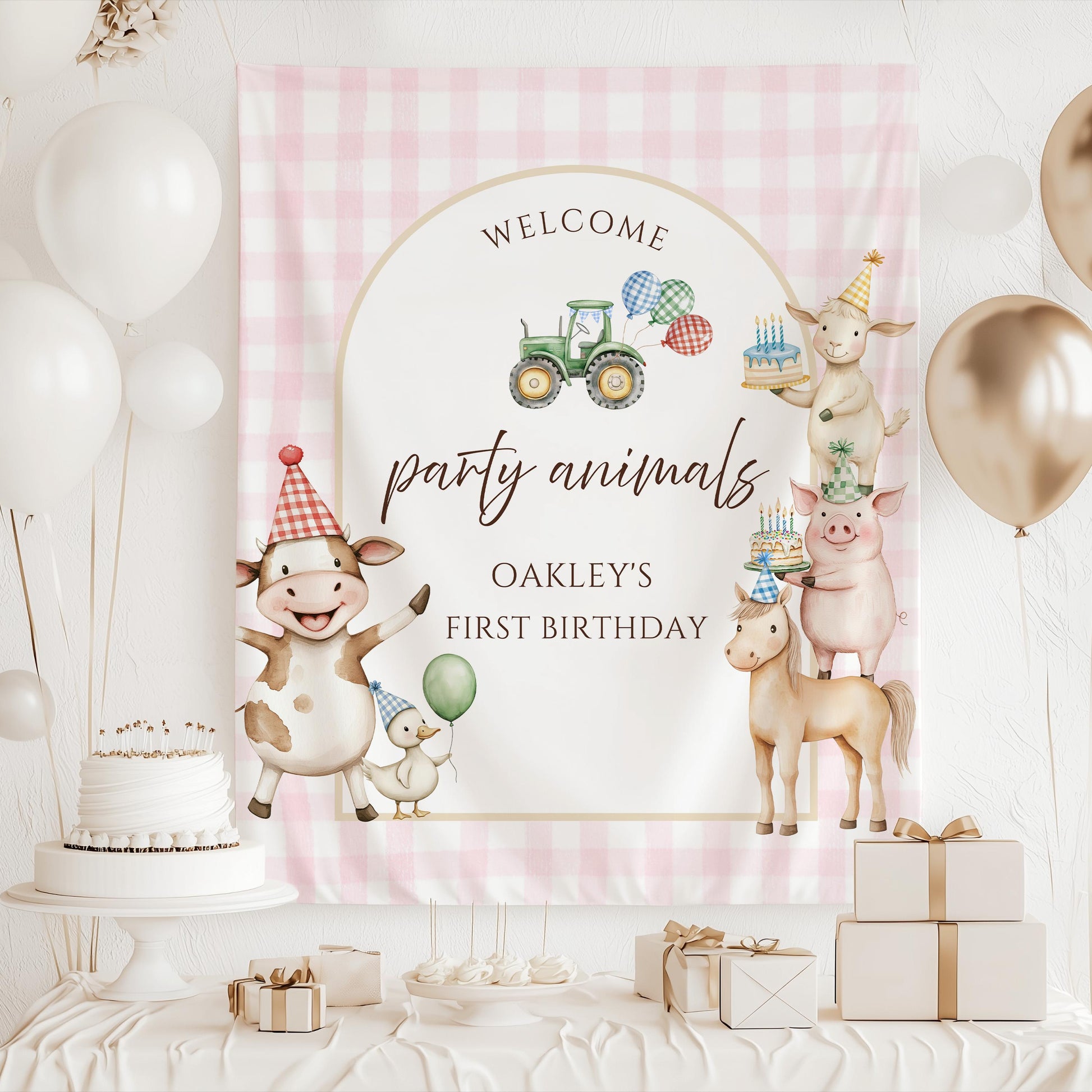 Farm Animal Birthday Welcome Sign Tapestry Calling All Party Animals Sign Barnyard Birthday Party Decor Farm Theme 1st Birthday Backdrop