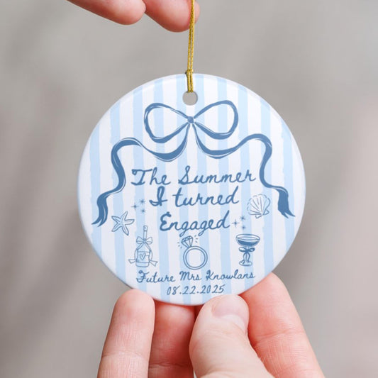 The Summer I Turned Engaged Ornament Custom Engagement Christmas Ornament Personalized Newly Engaged Gift Bridal Shower Engagement Ornament