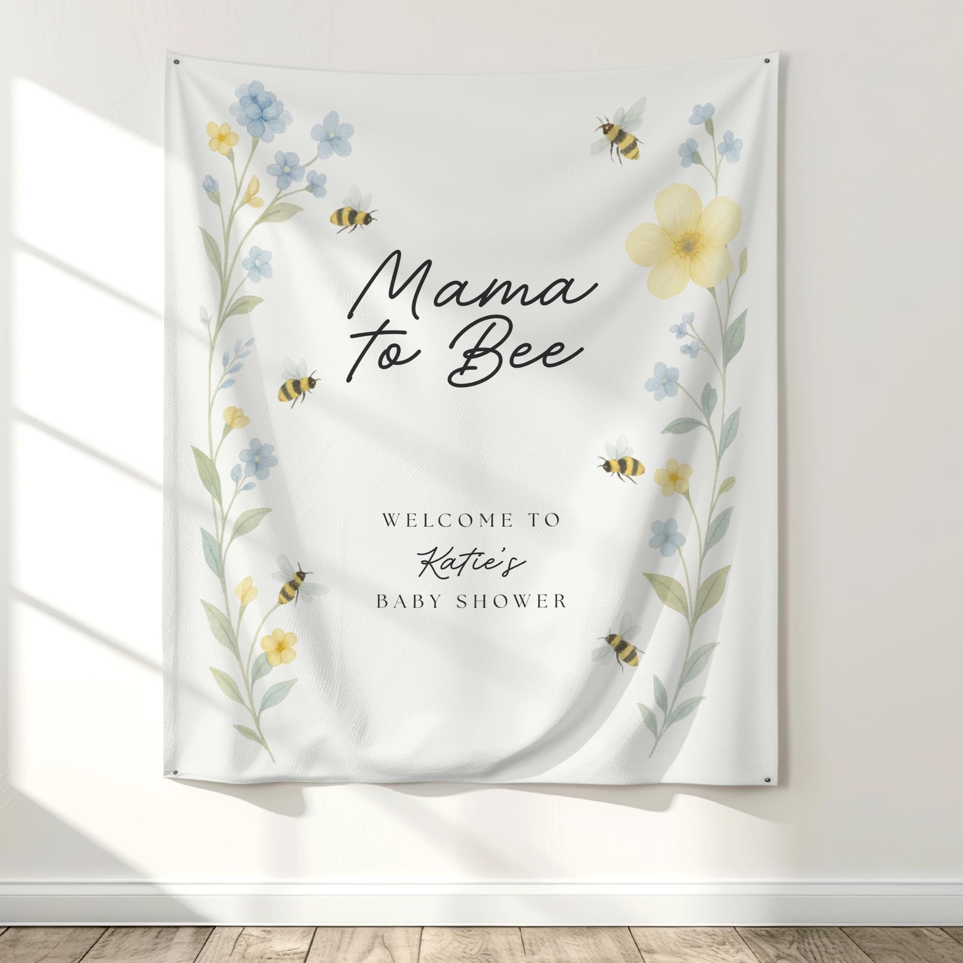 Mama to Bee Baby Shower Banner, Adorable Bee Decor, Honeycomb Party Decorations, Gender Reveal Banner
