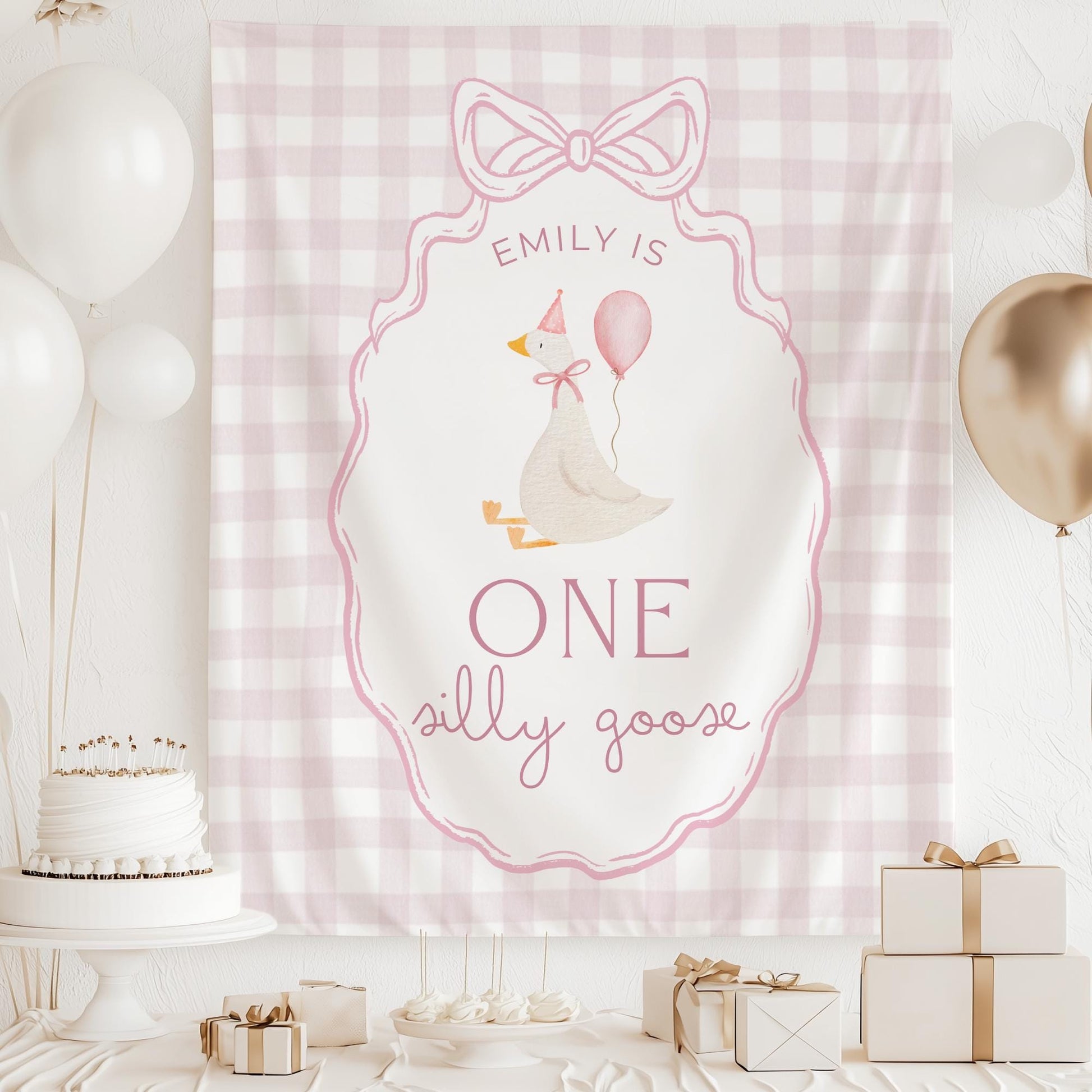 One Silly Goose Birthday Personalized Banner 1st Birthday Silly Goose Party Decor Photo Backdrop Goose Custom Banner First Birthday Ideas