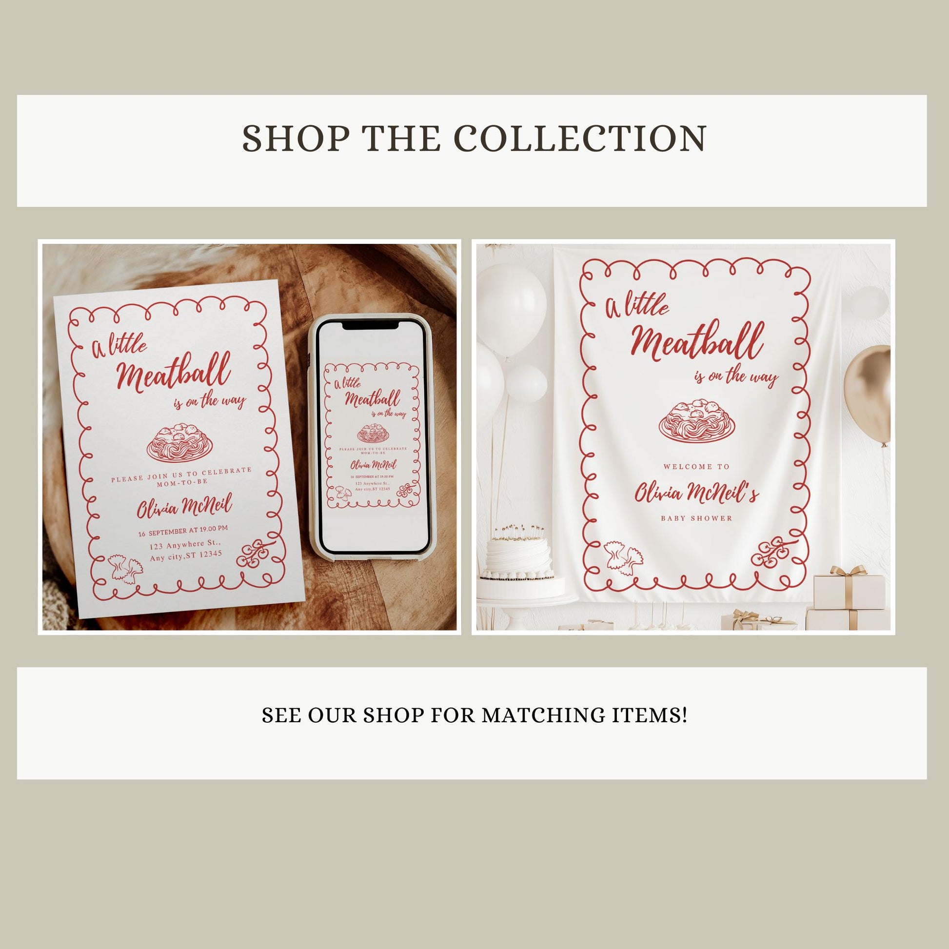 A Little Meatball Is On the Way Baby Shower Welcome Sign Italian Baby Invite Pasta Baby Shower Editable Template Gender Neutral Ciao Bambino