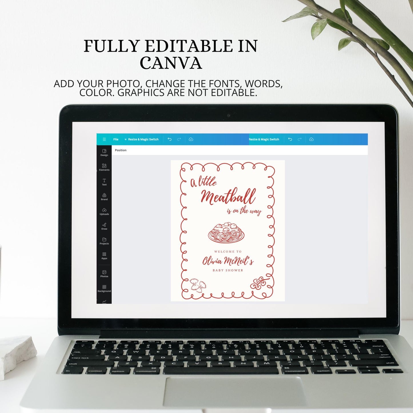 A Little Meatball Is On the Way Baby Shower Welcome Sign Italian Baby Invite Pasta Baby Shower Editable Template Gender Neutral Ciao Bambino