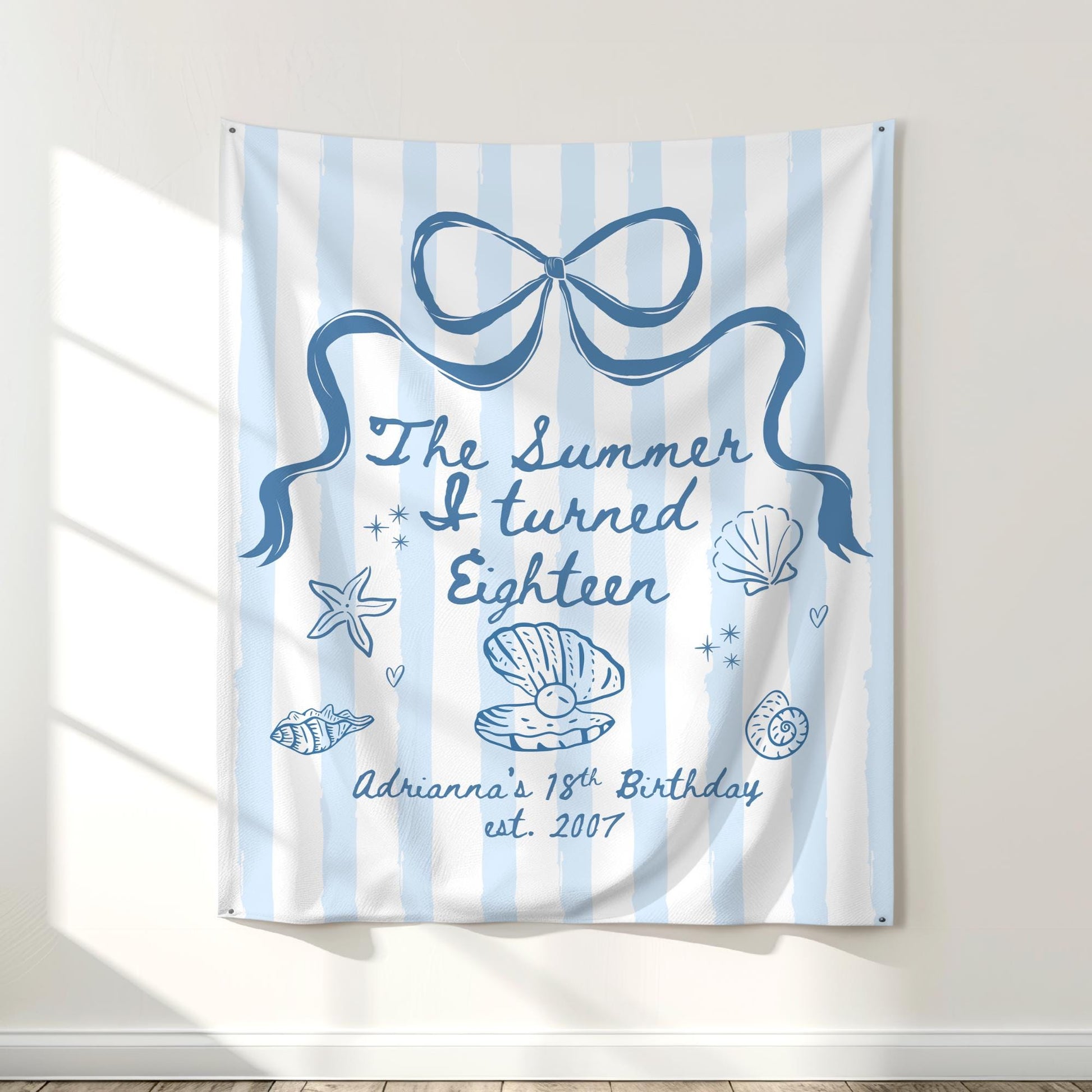 The Summer I turned 18 Birthday Banner Any Age Custom Party Sign Coastal Birthday Decor Photo Backdrop Teen Girl Party Supplies Welcome Sign