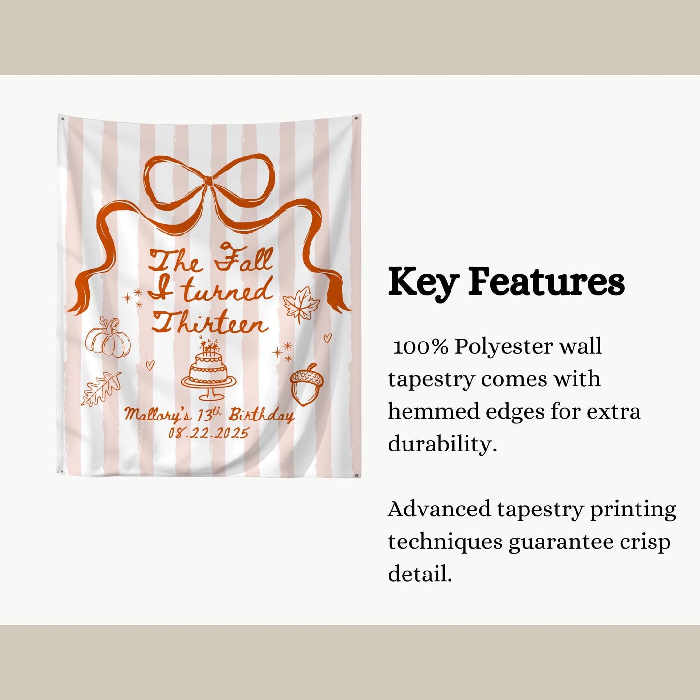 The Fall I turned 13 Birthday Banner Any Age Custom Party Sign Autumn Birthday Decor Photo Backdrop Teen Girl Party Supplies Welcome Sign