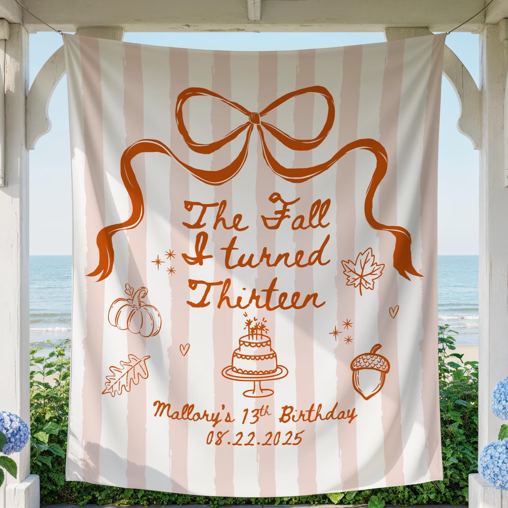 The Fall I turned 13 Birthday Banner Any Age Custom Party Sign Autumn Birthday Decor Photo Backdrop Teen Girl Party Supplies Welcome Sign