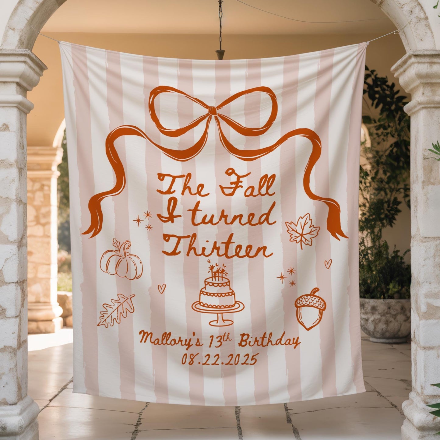 The Fall I turned 13 Birthday Banner Any Age Custom Party Sign Autumn Birthday Decor Photo Backdrop Teen Girl Party Supplies Welcome Sign