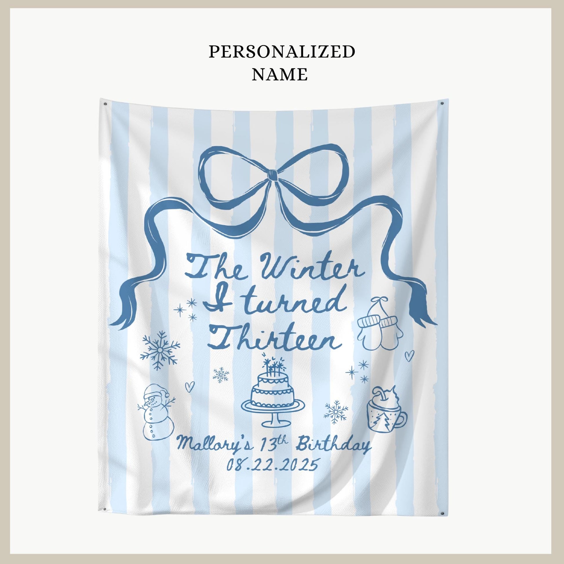 The Winter I turned Birthday Banner Any Age Custom Party Sign Holiday Birthday Decor Photo Backdrop Teen Girl Party Supplies Welcome Sign