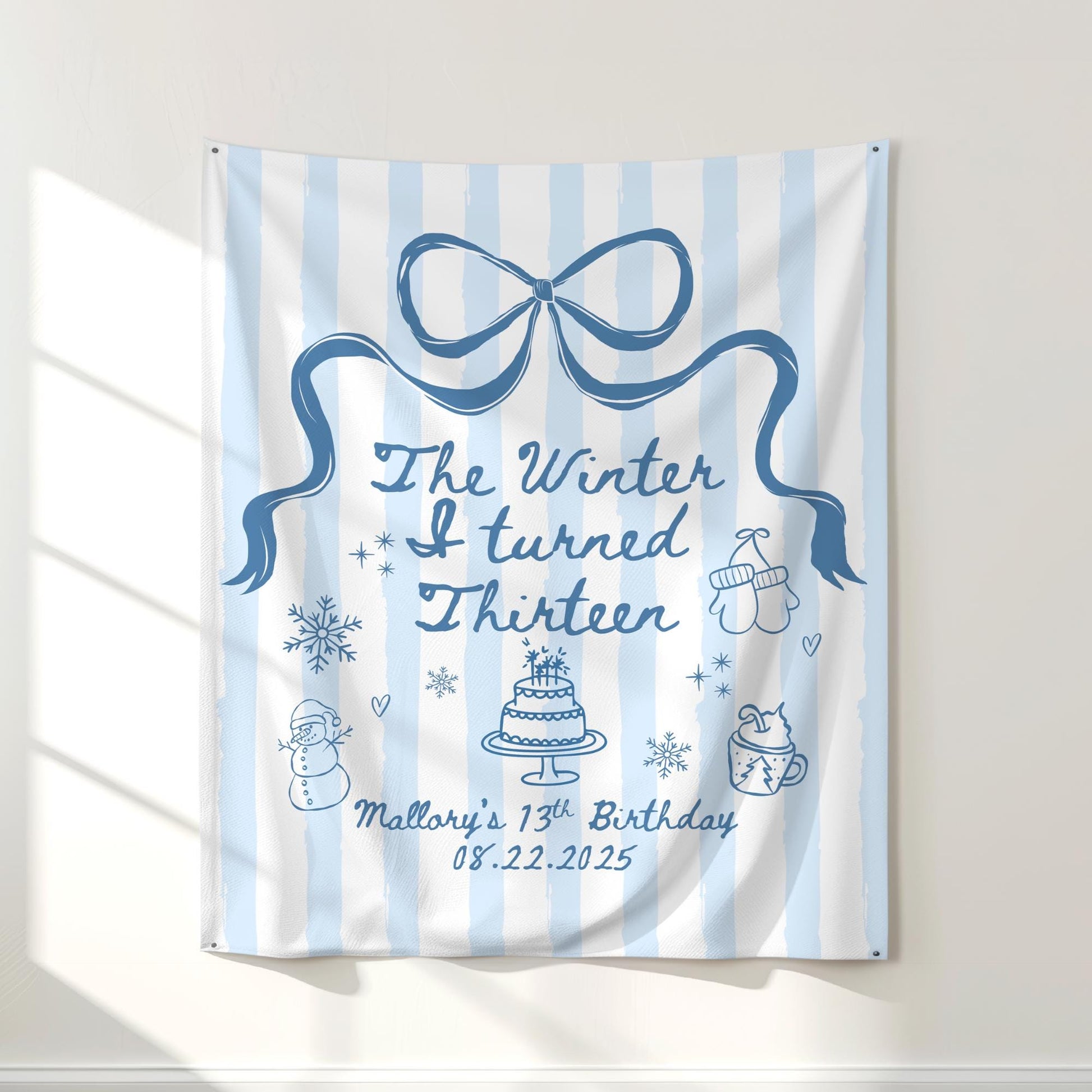 The Winter I turned Birthday Banner Any Age Custom Party Sign Holiday Birthday Decor Photo Backdrop Teen Girl Party Supplies Welcome Sign