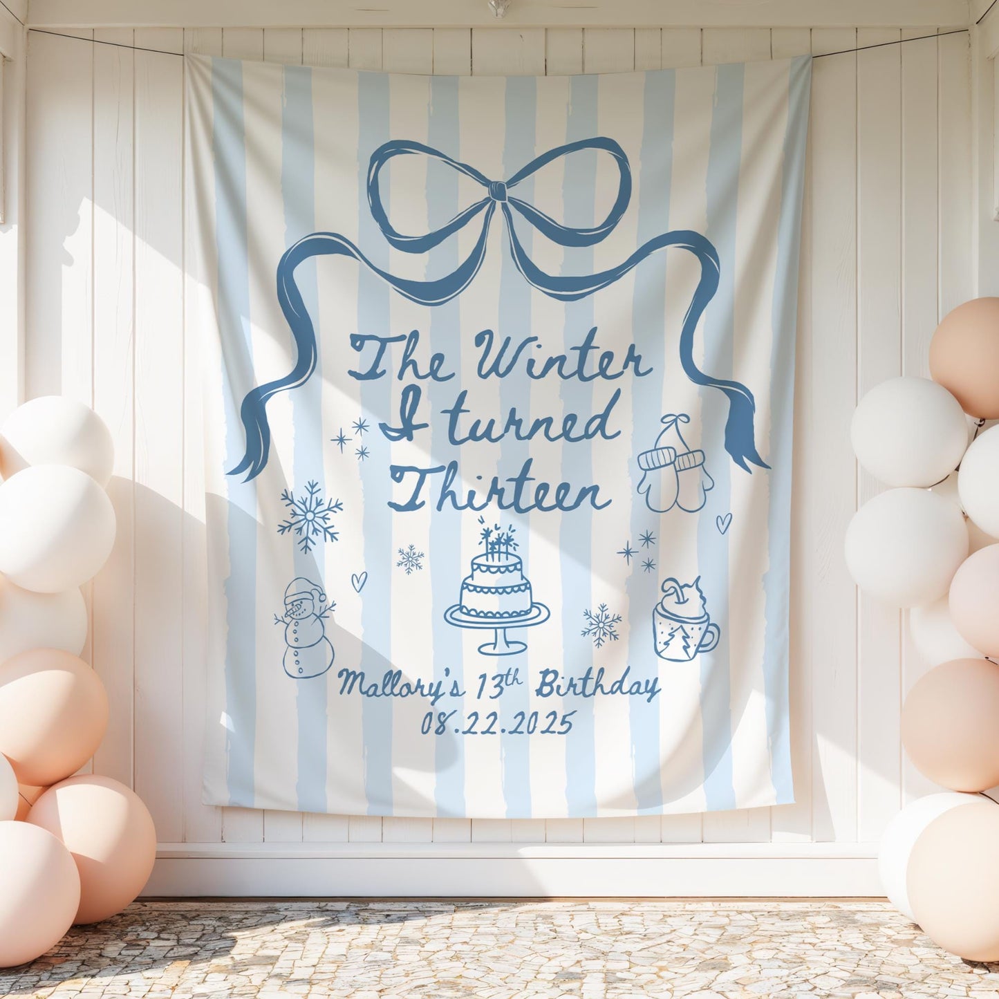 The Winter I turned Birthday Banner Any Age Custom Party Sign Holiday Birthday Decor Photo Backdrop Teen Girl Party Supplies Welcome Sign