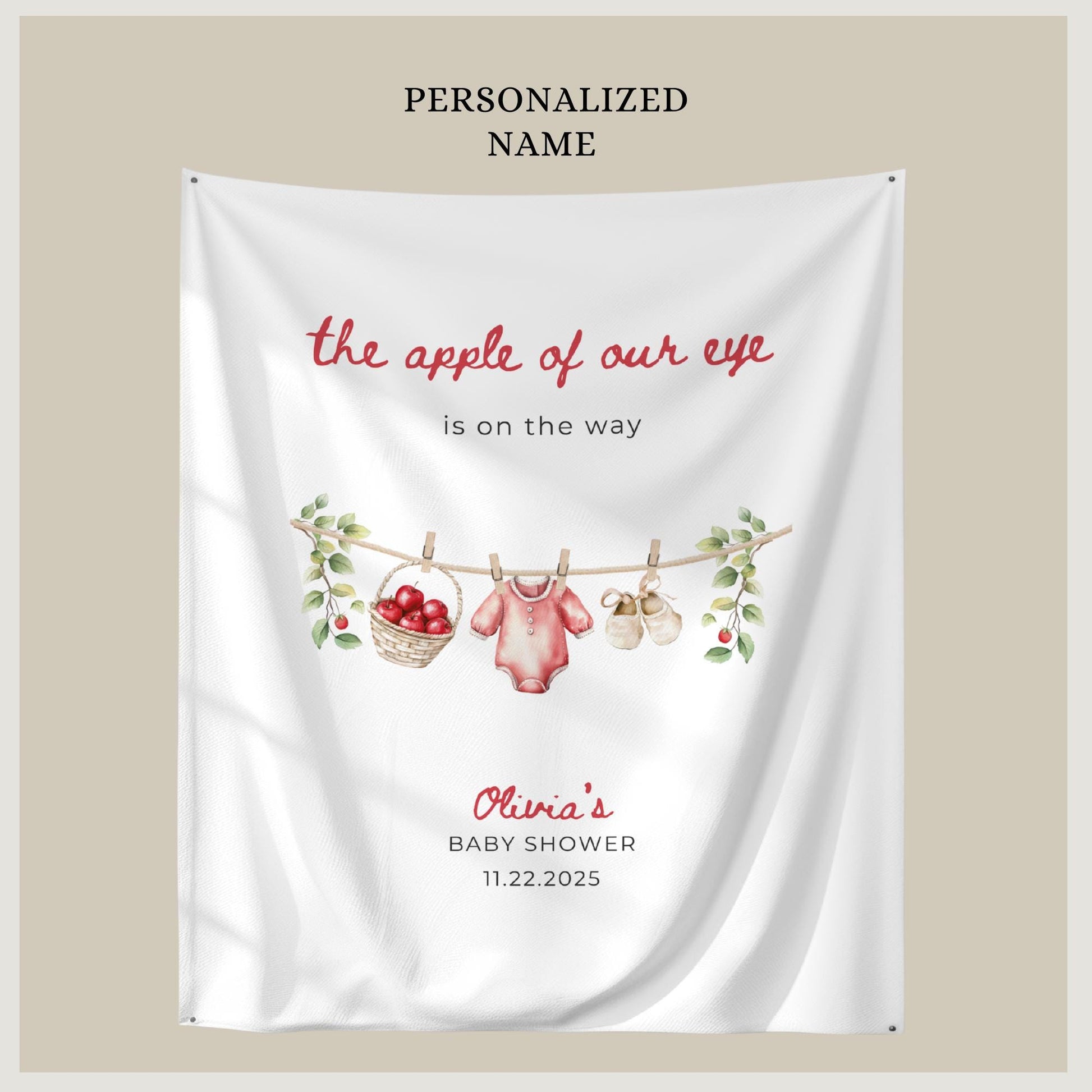 Apple Of Our Eye Baby Shower Decorations Fall Baby Shower Banner Autumn Shower Backdrop Apple Theme Baby Shower Apple of My Eye Welcome Sign