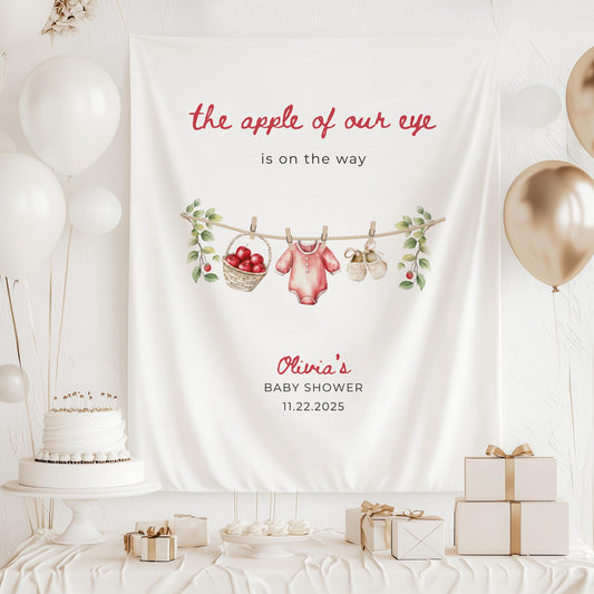 Apple Of Our Eye Baby Shower Decorations Fall Baby Shower Banner Autumn Shower Backdrop Apple Theme Baby Shower Apple of My Eye Welcome Sign