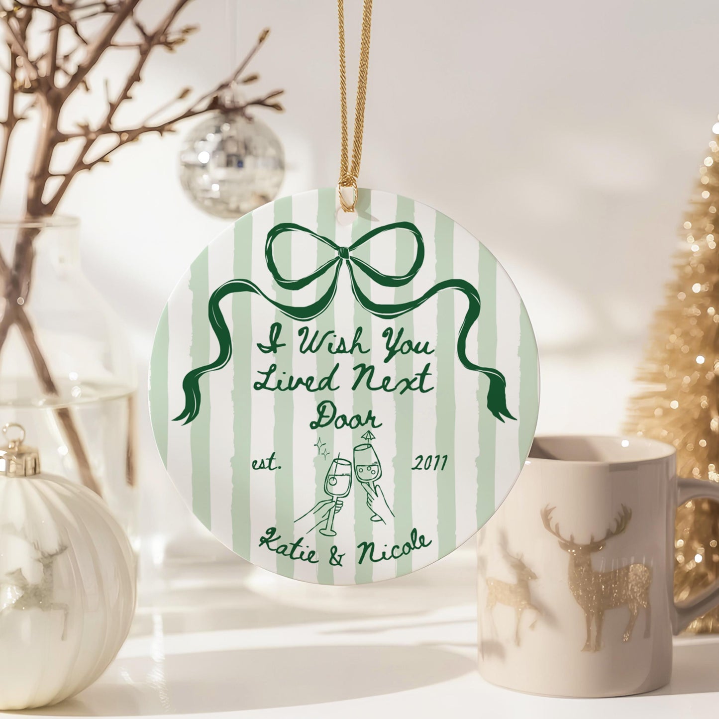 Long Distance Ornament, Custom Best Friend Gift, Friendship Christmas Keepsake, Moving Away Gift for Friends