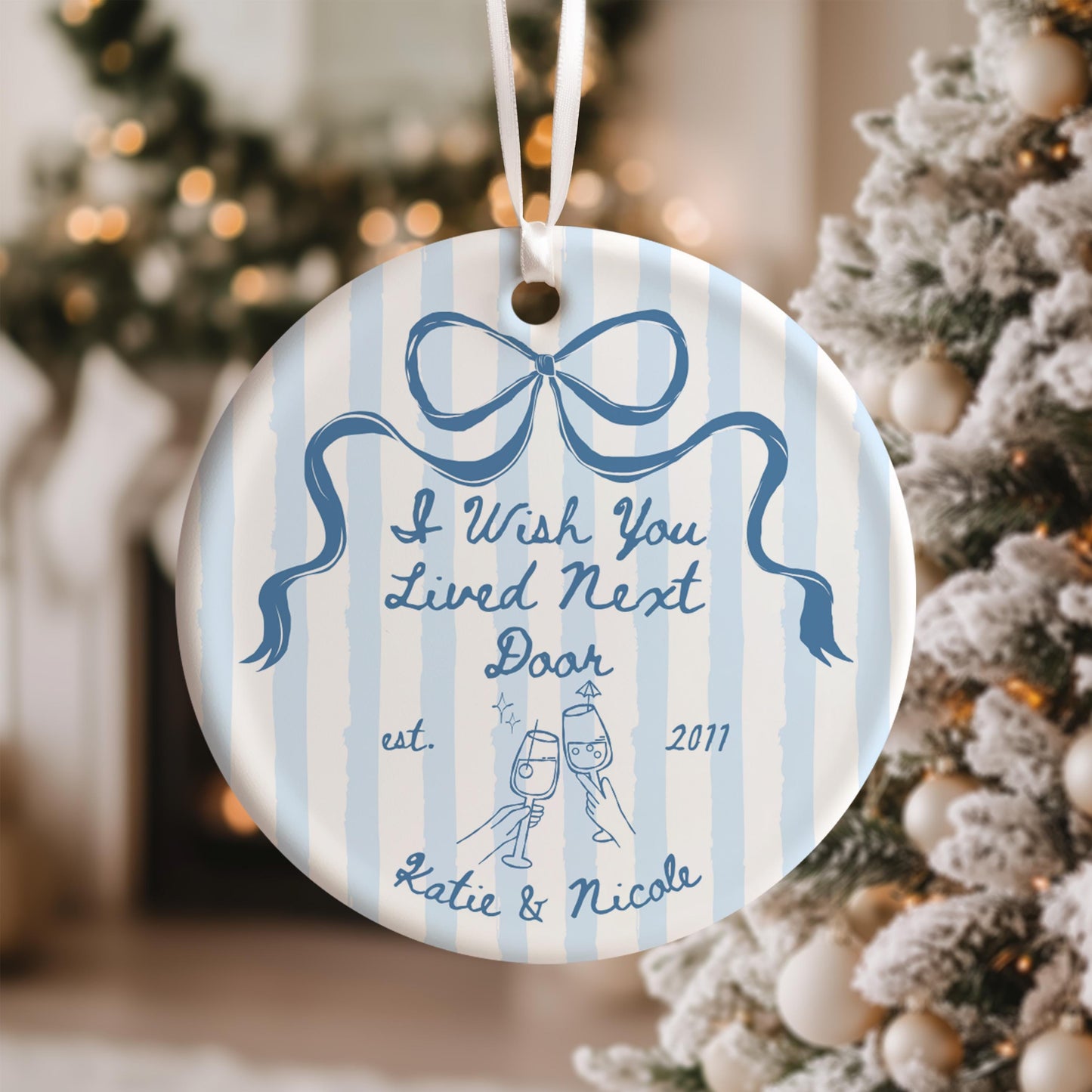 Long Distance Ornament, Custom Friendship Gift, Best Friend Keepsake, Unique Christmas Gift for Friends